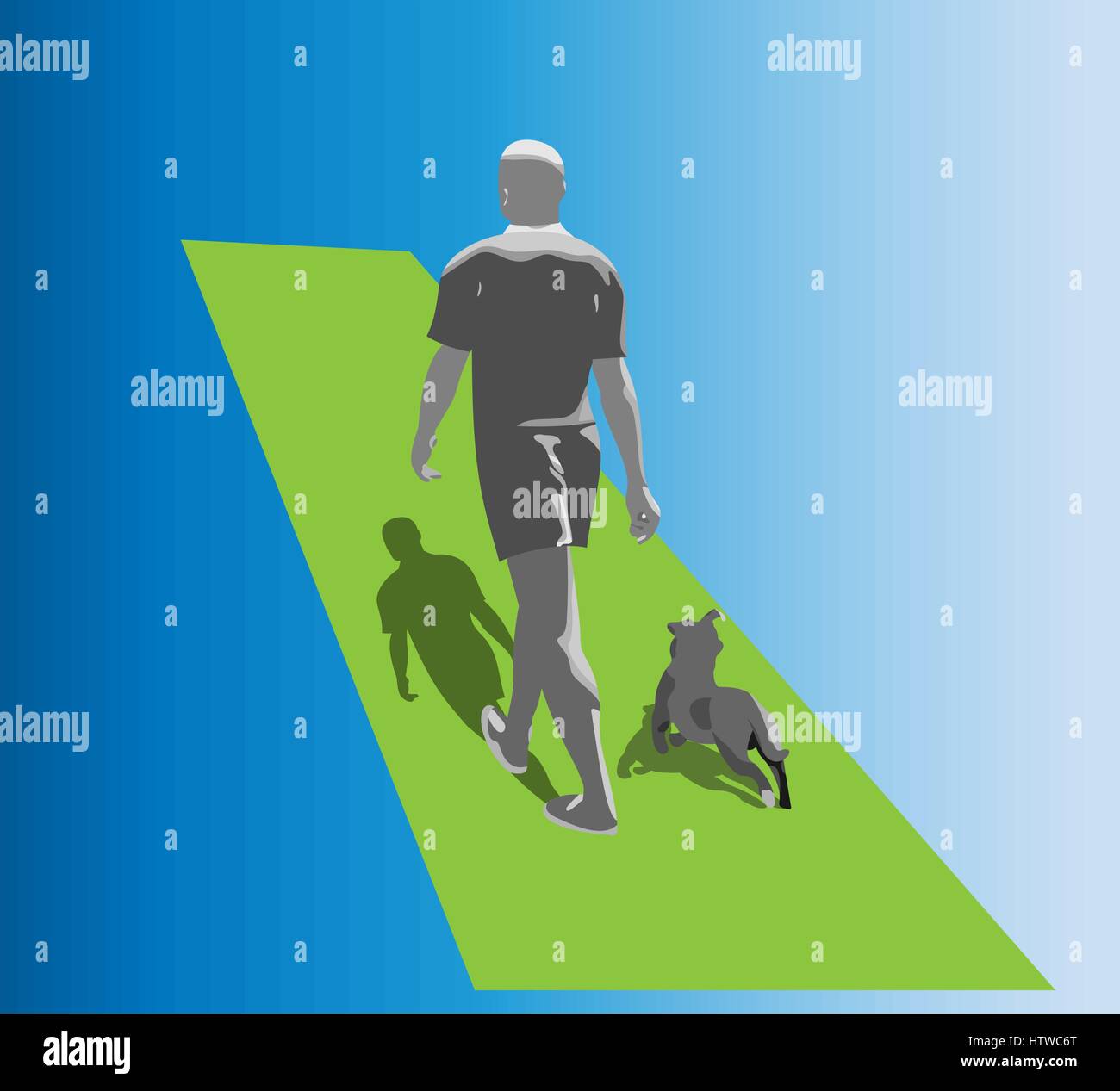 vector man walking with his dog Stock Vector Image & Art - Alamy