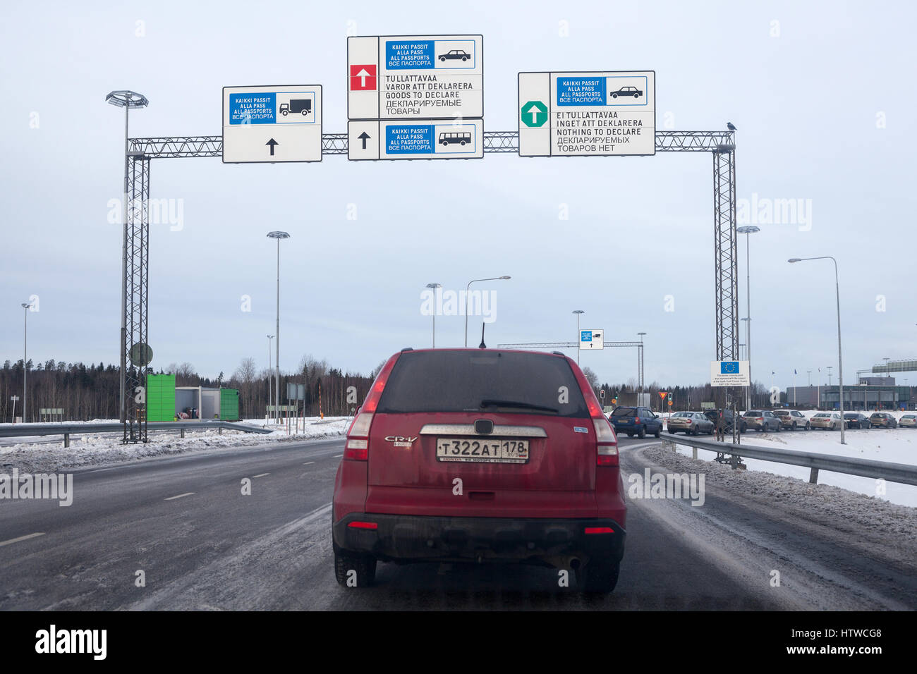 Nuijamaa Finland Circa Feb 2017 Red And Green Corridors Are On Of Finnish Russian Borderline Checkpoint Nuijamaa Is The Busiest Border Crossing Stock Photo Alamy