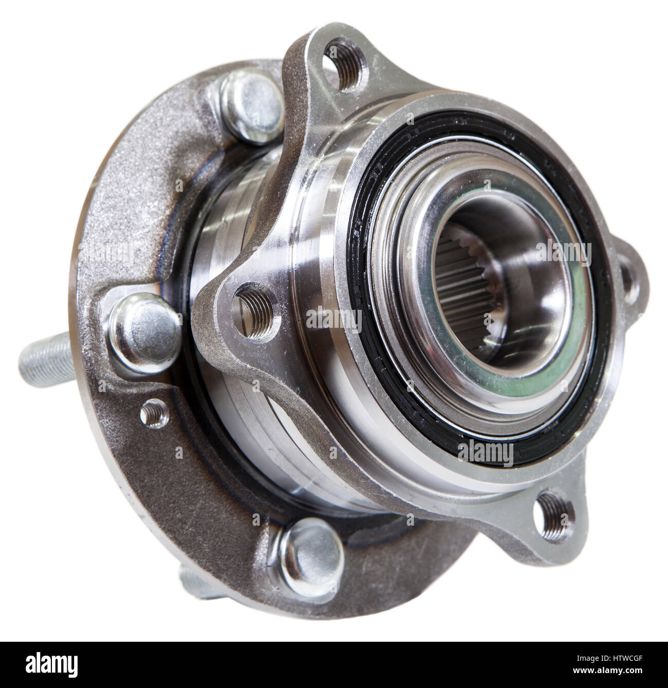 New hub bearing unit for front or rear wheel of car, isolated on white