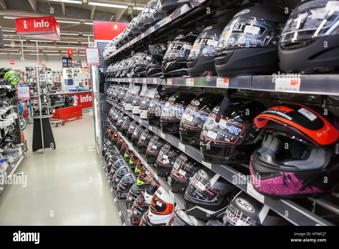 Motorcycle helmet shop hi-res stock 