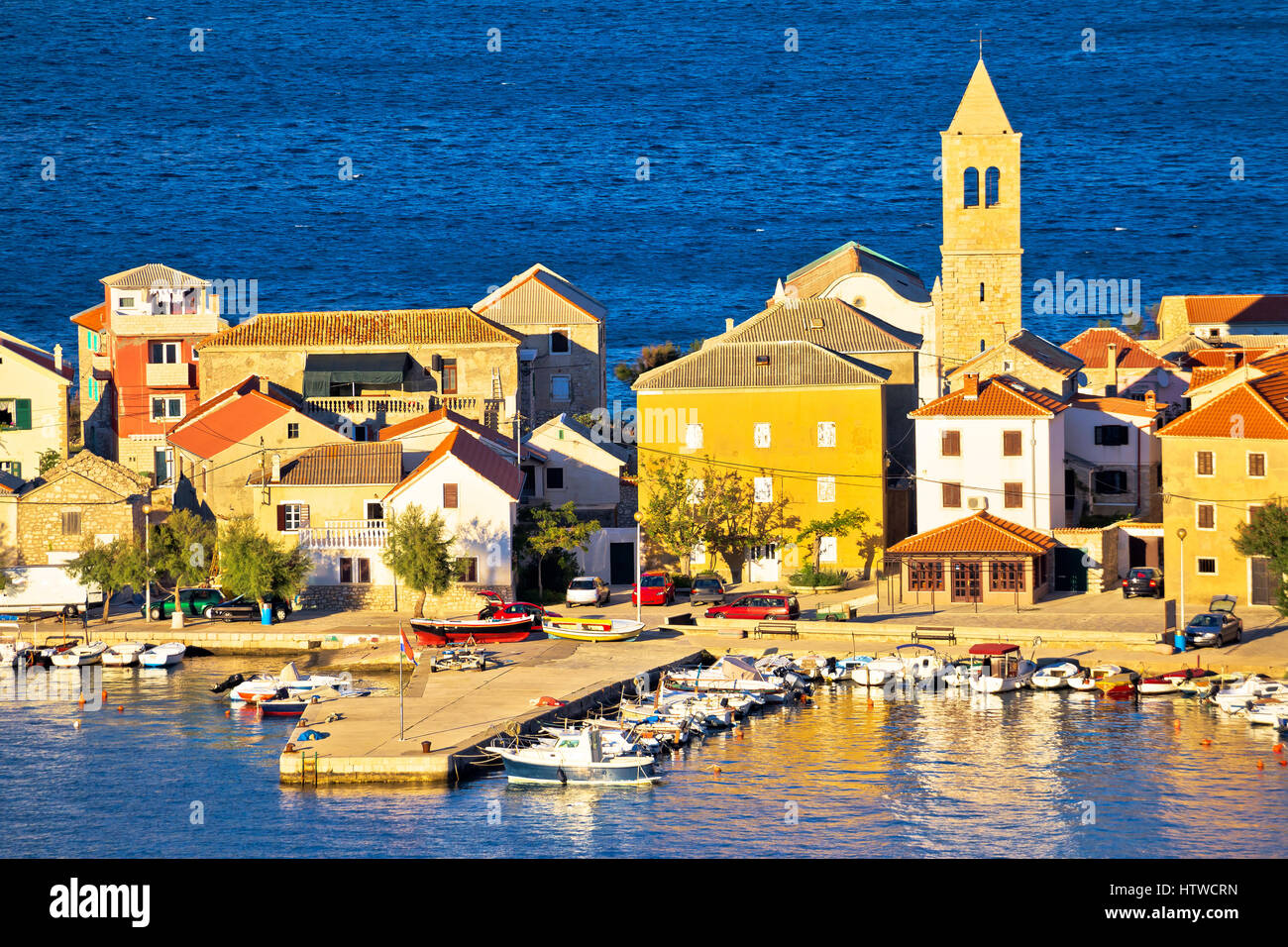 Vinjerac village in Velebit channel view, colorful architecture of