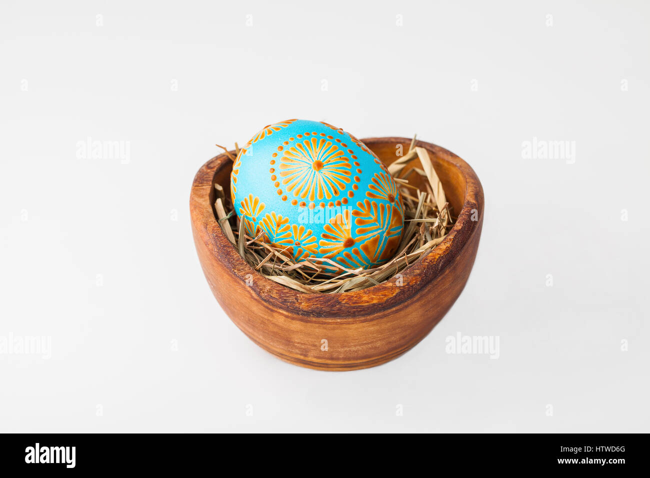 Easter eggs, Paschal eggs, decorated with beeswax - to celebrate Easter. Its old tradition in Lithuania, Eastern Europe. Stock Photo