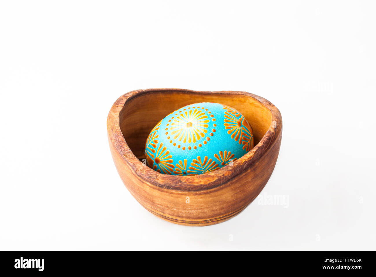 Easter egg, Paschal egg decorated with beeswax - to celebrate Easter. Its old tradition in Lithuania, Eastern Europe. Stock Photo