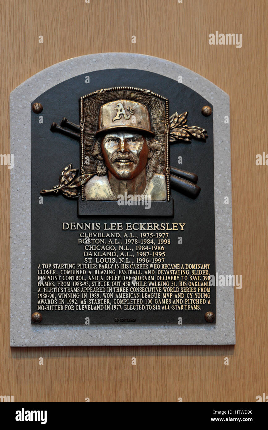 Memorial plaque pitcher Dennis Eckersley for in the Hall of Fame