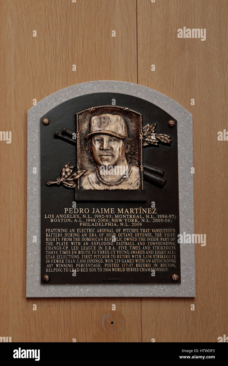 Memorial plaque pitcher Pedro Martinez for in the Hall of Fame