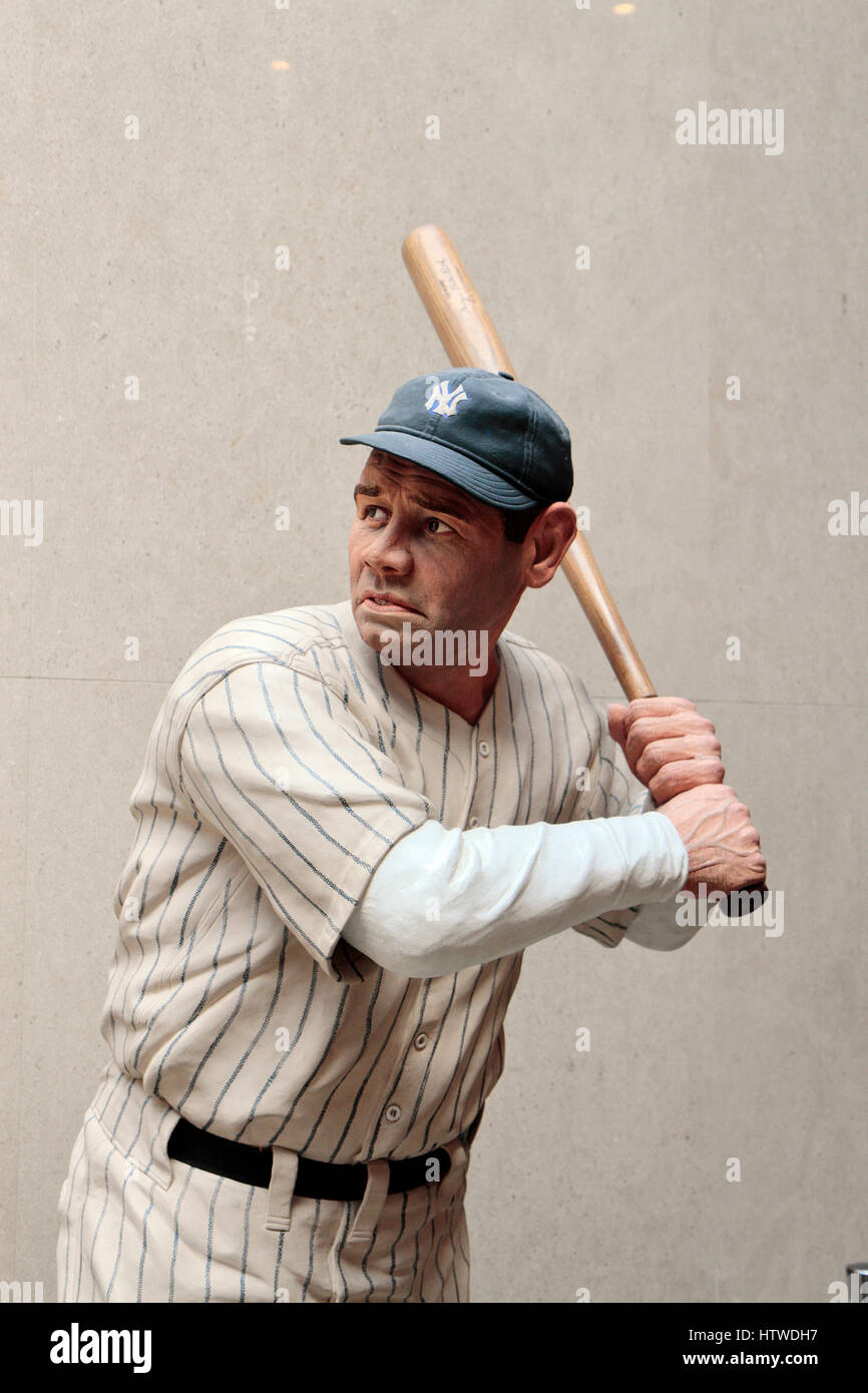Sculpture of Babe Ruth inside the Baseball Hall of Fame, Cooperstown, NY, United States. Stock Photo