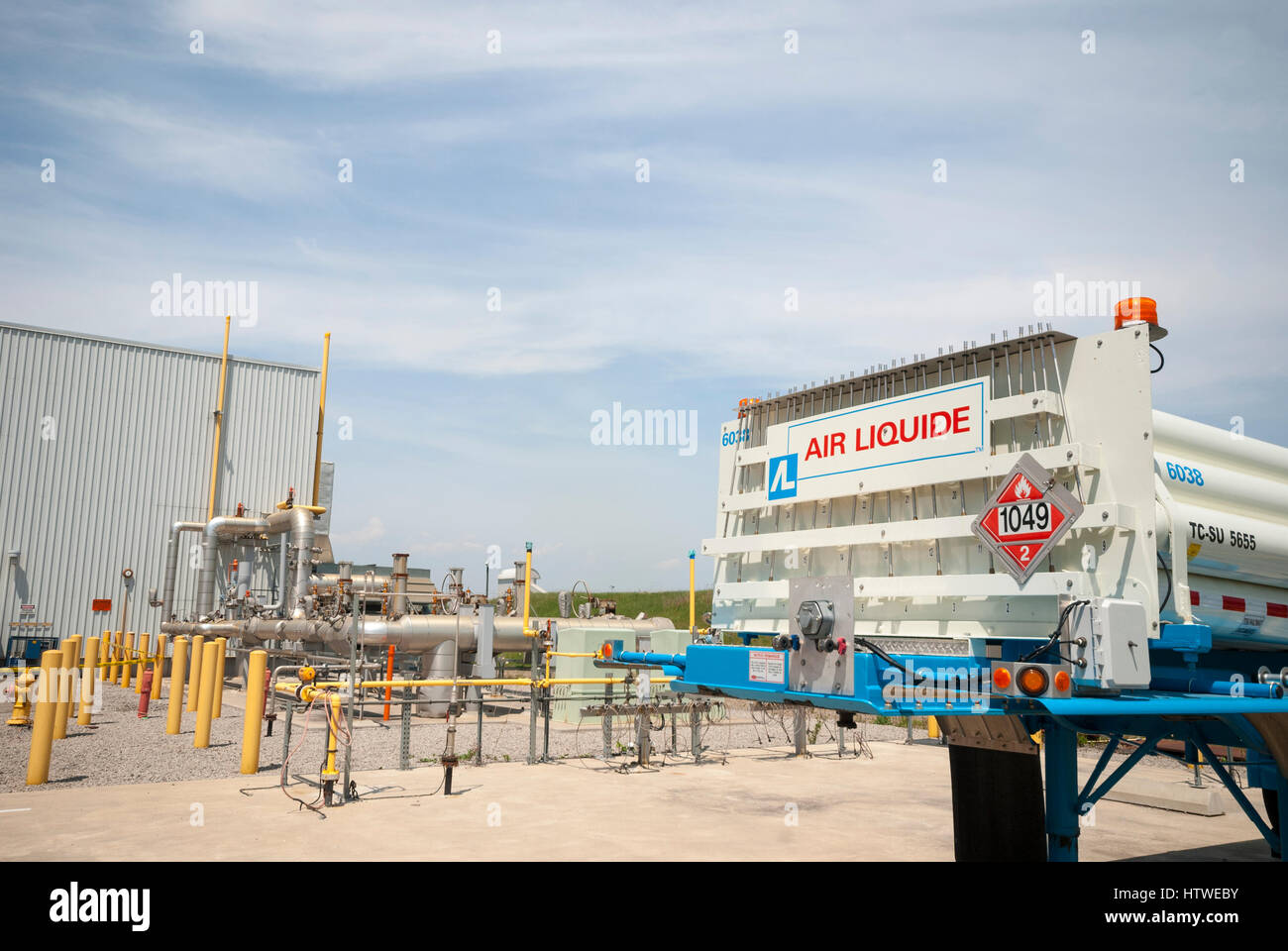 The industrial gas storage area for the Unwin avenue Hearn power generation facility in Toronto Canada Stock Photo