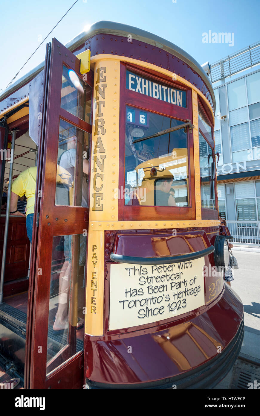 The last remaining Peter Witt streetcar in the Toronto Transit Commission is still functioning and on display at the Leslie street barns in Toronto. Stock Photo