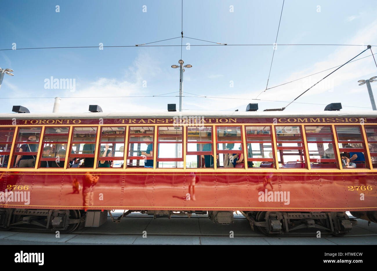 The last remaining Peter Witt streetcar in the Toronto Transit Commission is still functioning and on display at the Leslie street barns in Toronto. Stock Photo