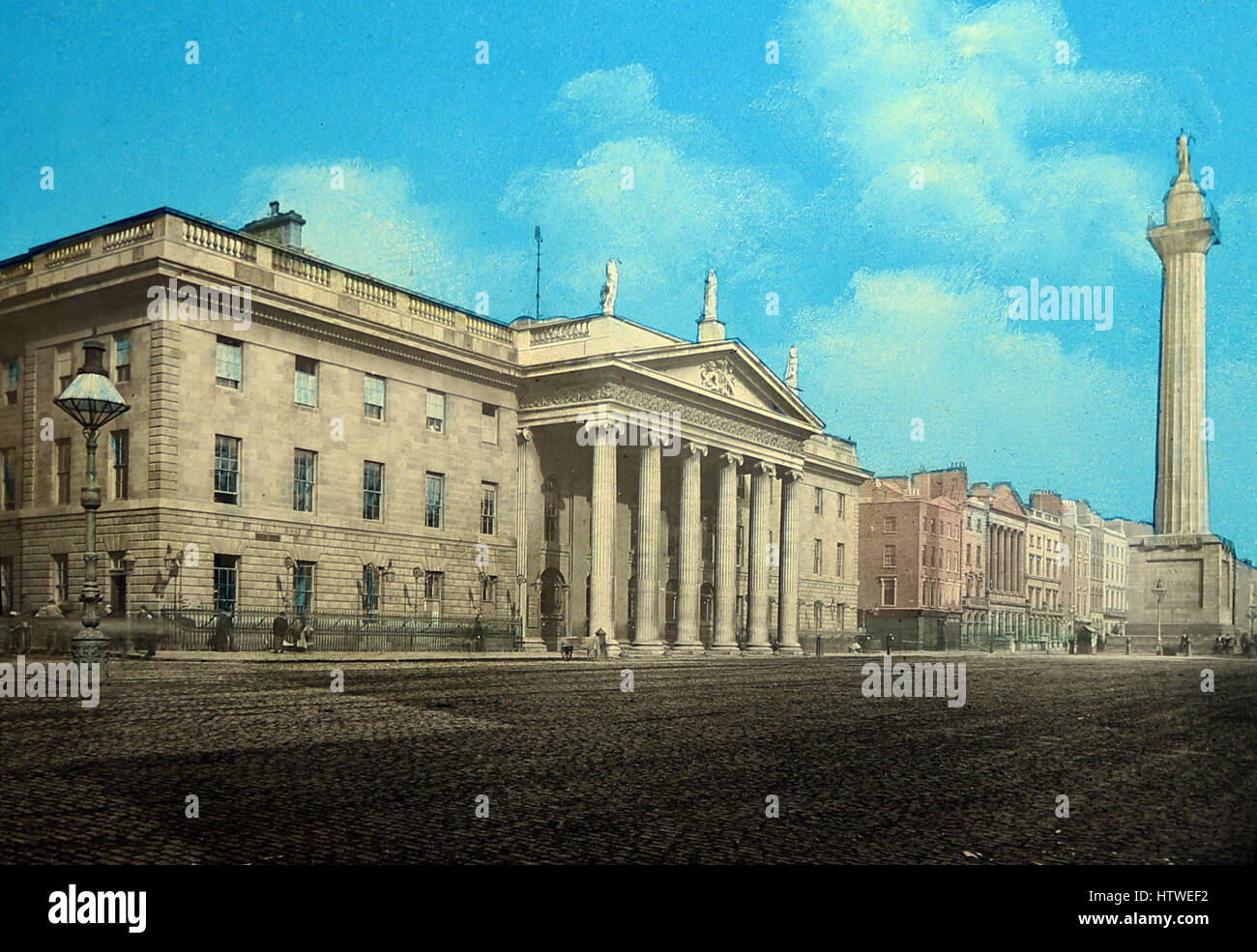 General Post Office, Dublin, Ireland - hand coloured photo - Victorian period Stock Photo