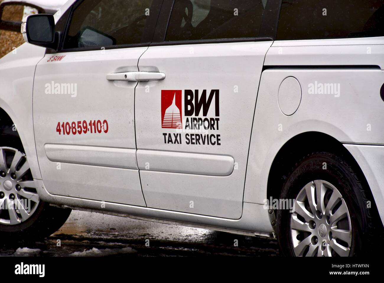 BWI airport taxi service van Stock Photo