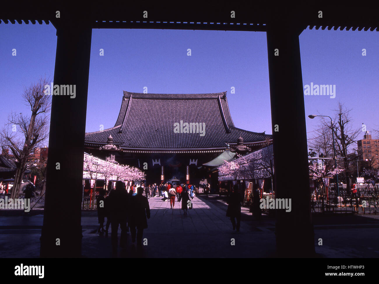 View of the Asakusa Kanon Temple in the Asakusa section of Tokyo, Japan.  It is the oldest and most famous buddhist temple in Japan. Stock Photo