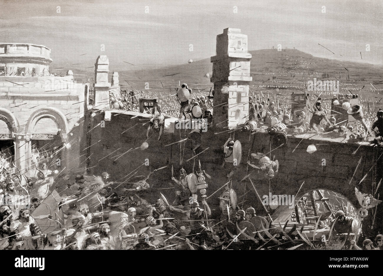 The Siege of Jerusalem, AD70, during the First Jewish–Roman War.   From Hutchinson's History of the Nations, published 1915. Stock Photo
