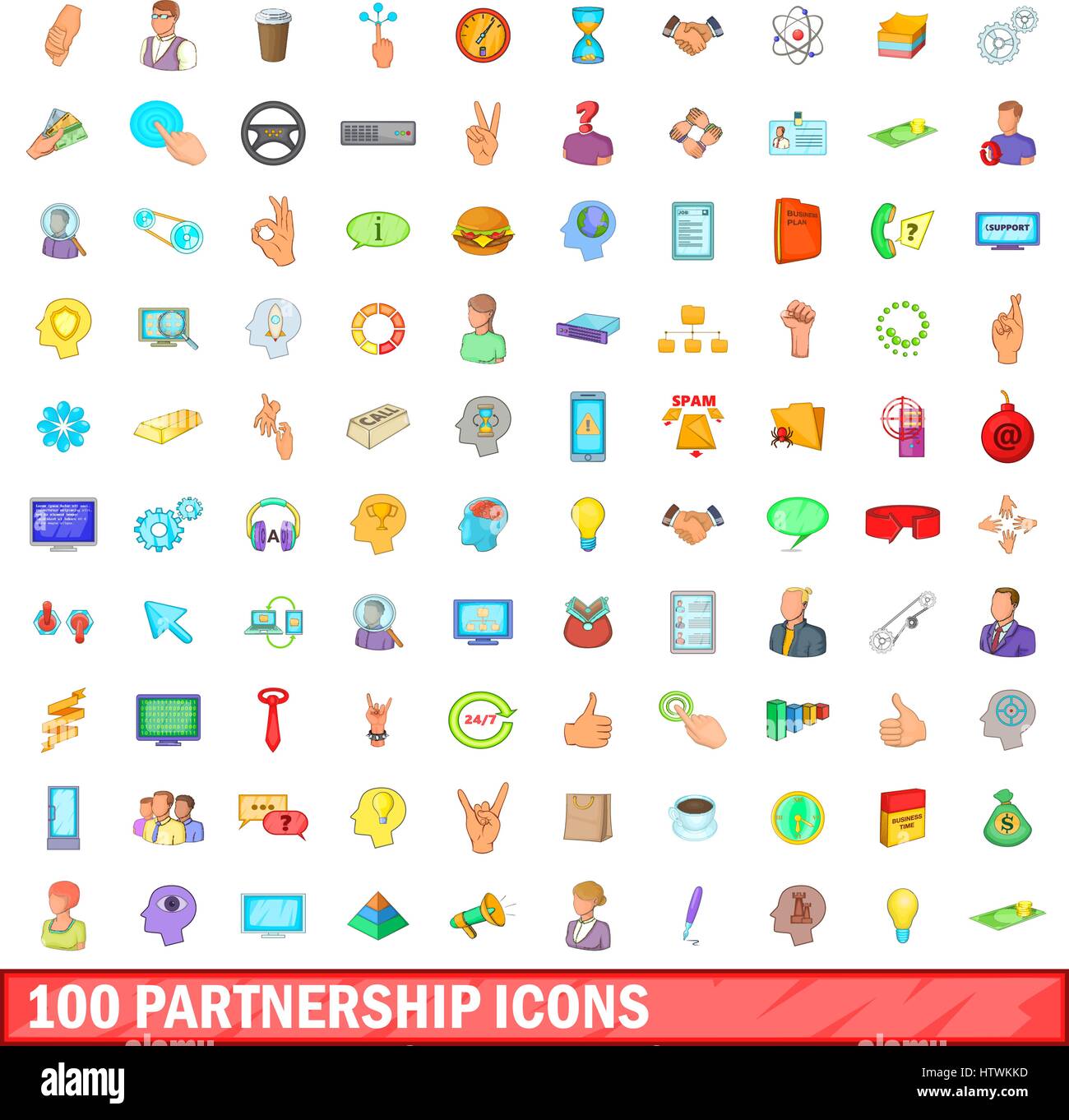 100 partnership icons set, cartoon style Stock Vector Image & Art - Alamy