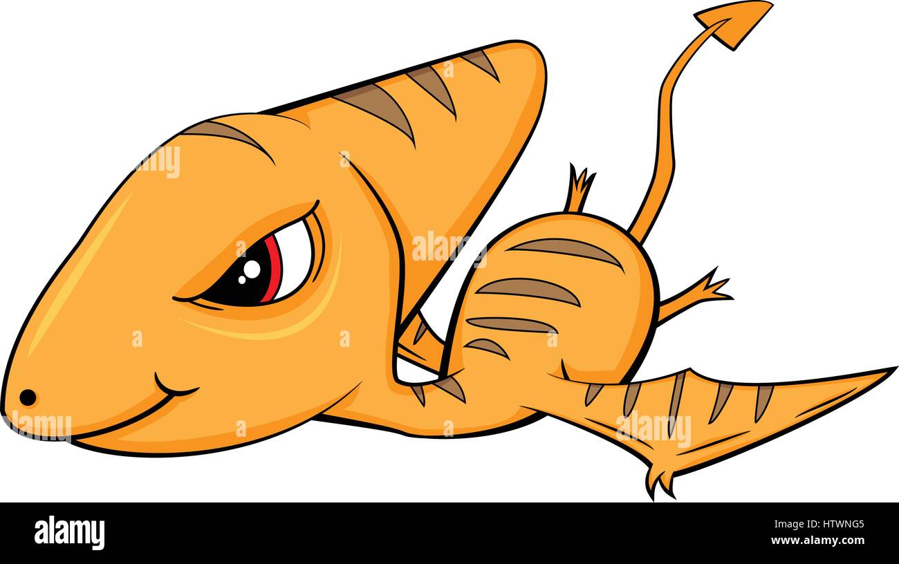 Illustration of Cute Cartoon of Baby Pterodactyl Dinosaur. Vector EPS8. Stock Vector