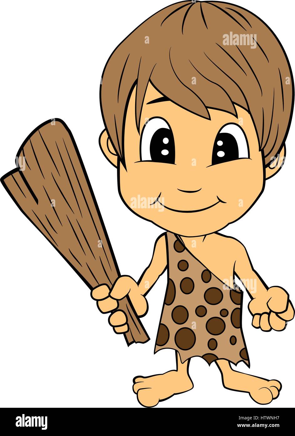 Illustration Of Isolated Cartoon Stone Age Cute Cave Boy Vector Eps 8 Stock Vector Image Art Alamy