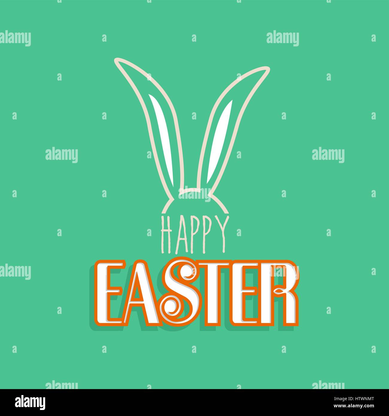 Happy Easter greeting card design for spring holiday with quote and rabbit ears. EPS10 vector. Stock Vector