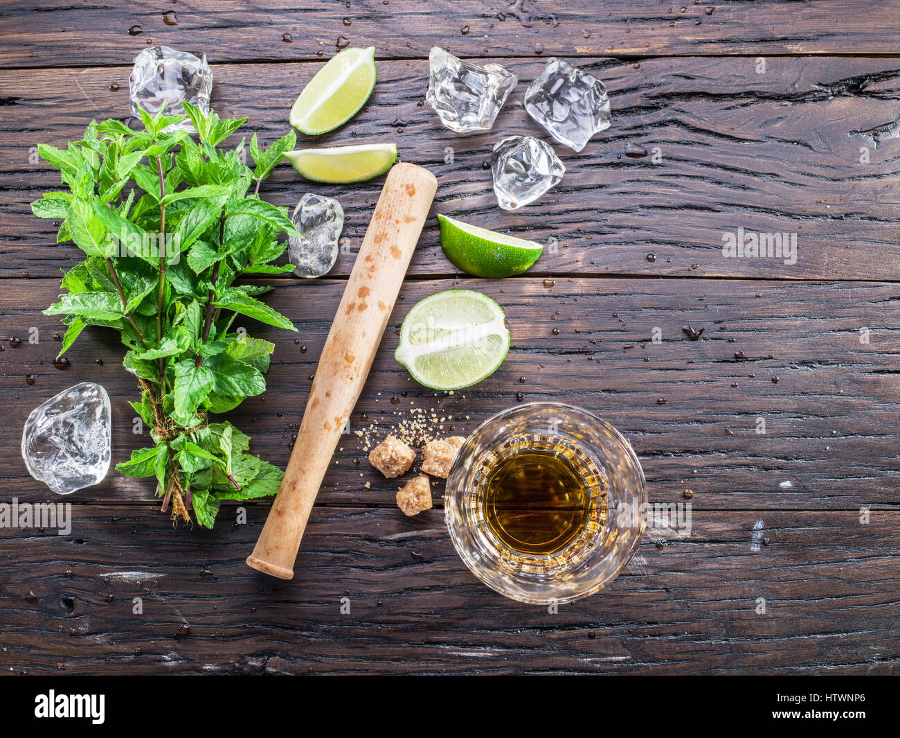 Mojito cocktail ingredients. Top view Stock Photo Alamy