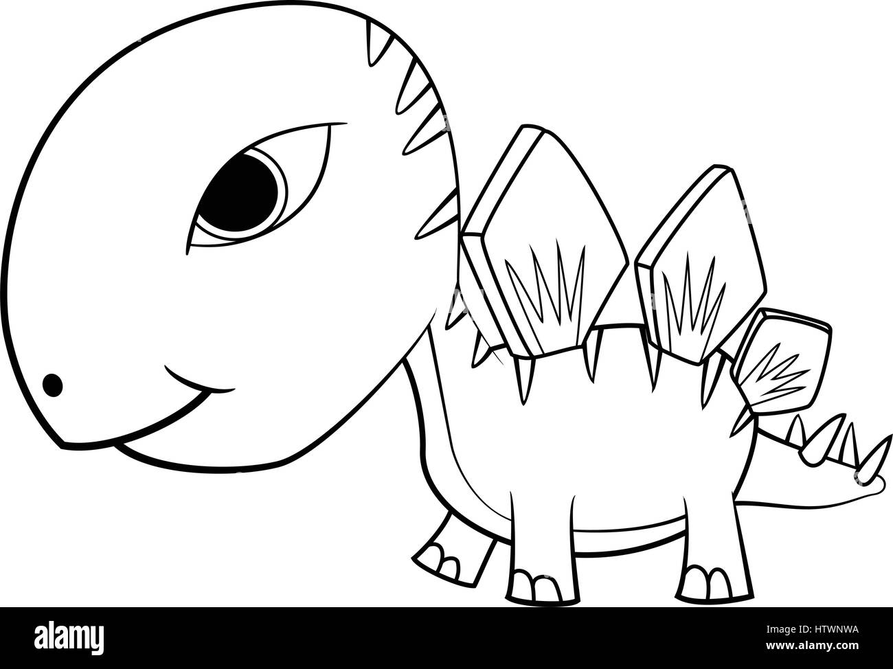 Illustration of Cute Cartoon Baby Stegosaurus Dinosaur. Vector EPS 8 ...