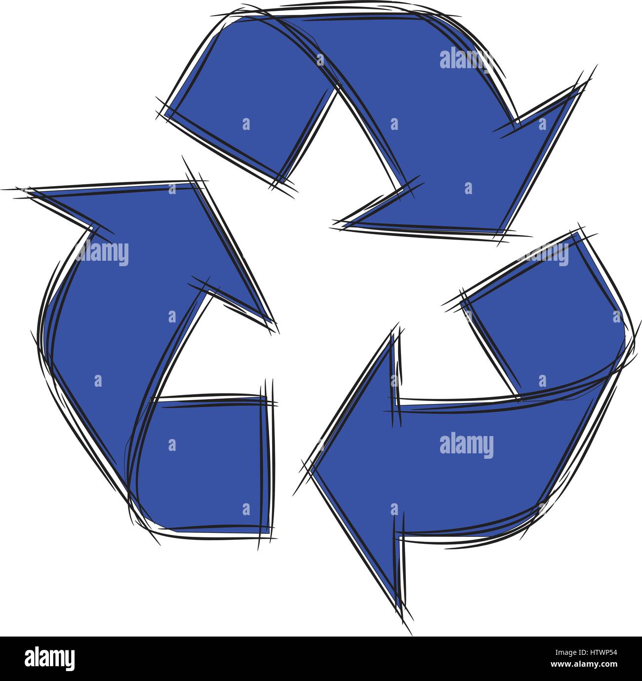 Illustration of Cute Cartoon Doodle of Recycle sign. Vector EPS8. Stock Vector