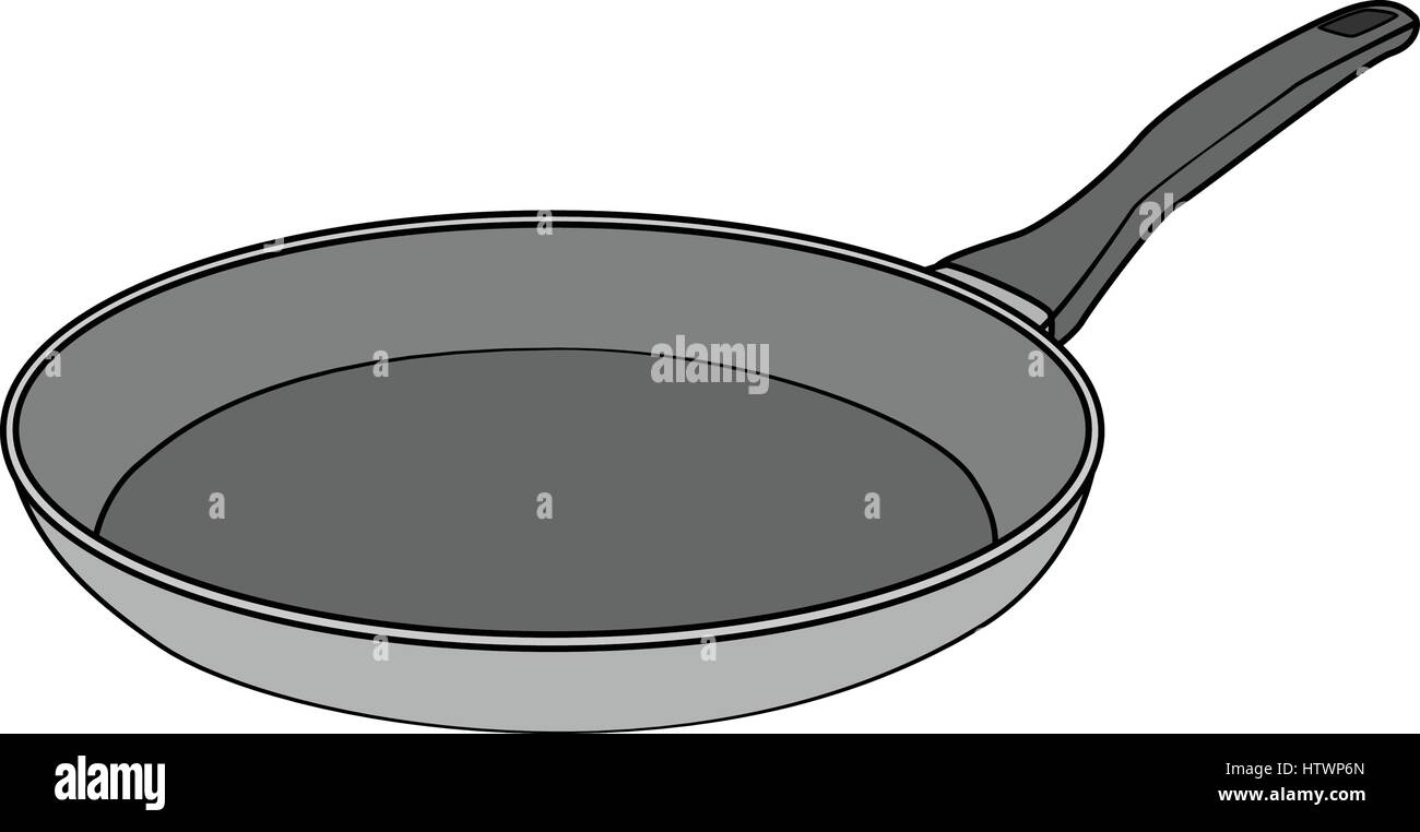 Illustration of Isolated Frying Pan Cartoon Drawing. Vector EPS 8. Stock Vector