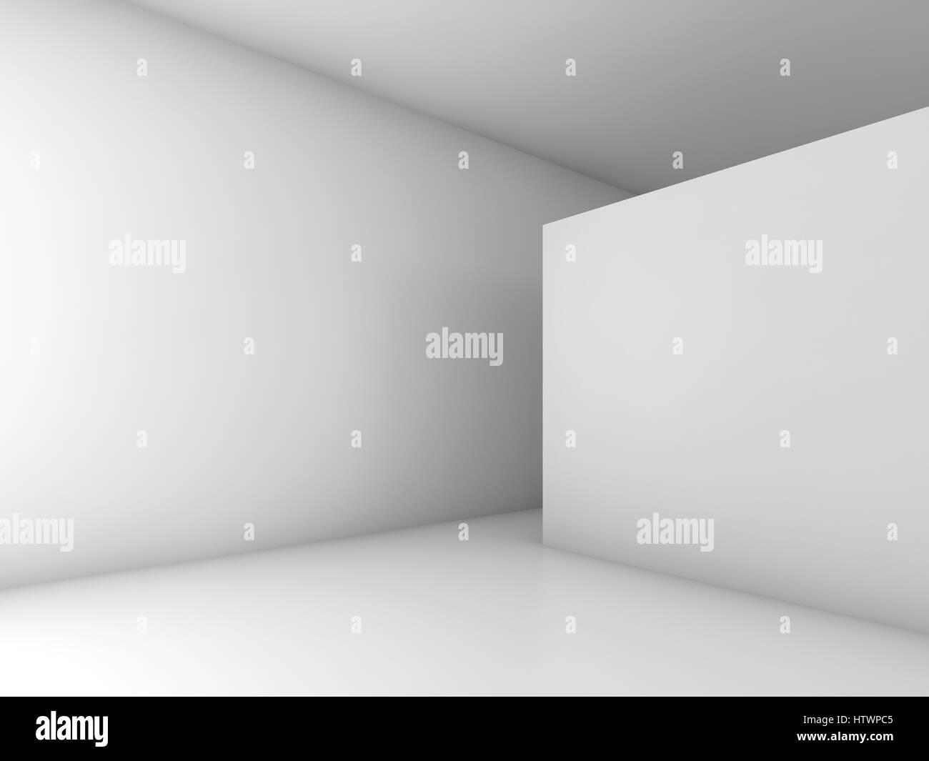 Abstract white empty room interior. 3d render illustration with soft ...