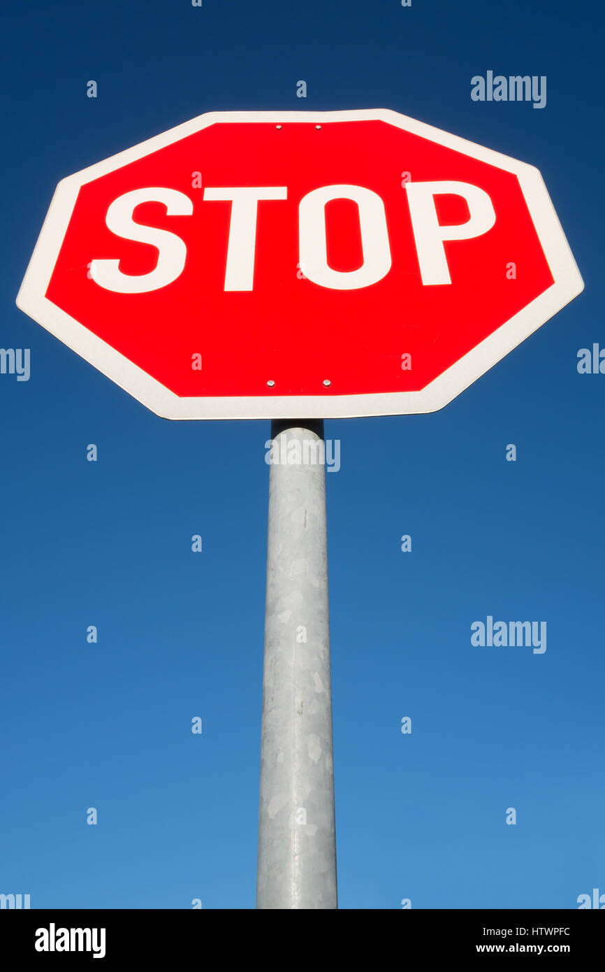 German road sign: stop and give way Stock Photo
