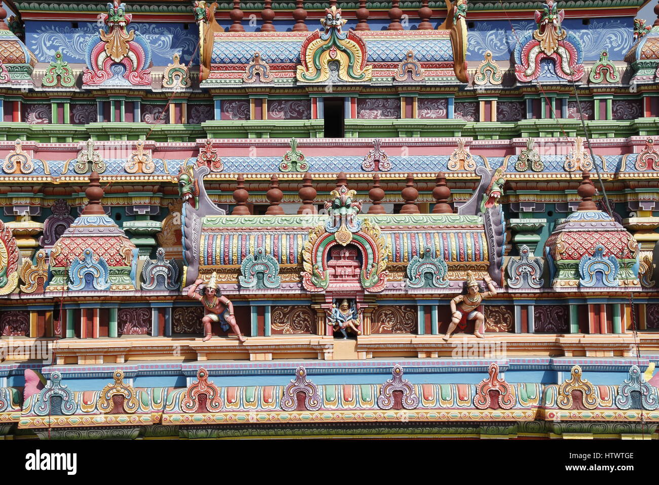 Intricate sculptures at the Sri Ranganathaswamy temple, Srirangam. Stock Photo