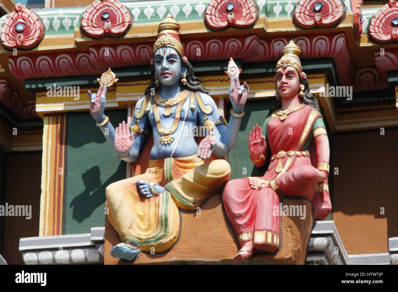 Intricate sculptures at the Sri Ranganathaswamy temple, Srirangam. Stock Photo