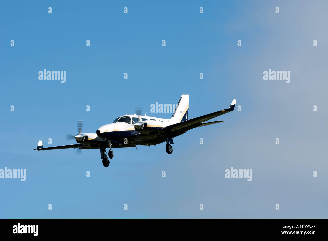 Piper PA31-310 Navajo  at Staverton airfield, Gloucestershire, UK (G-OUCP) Stock Photo