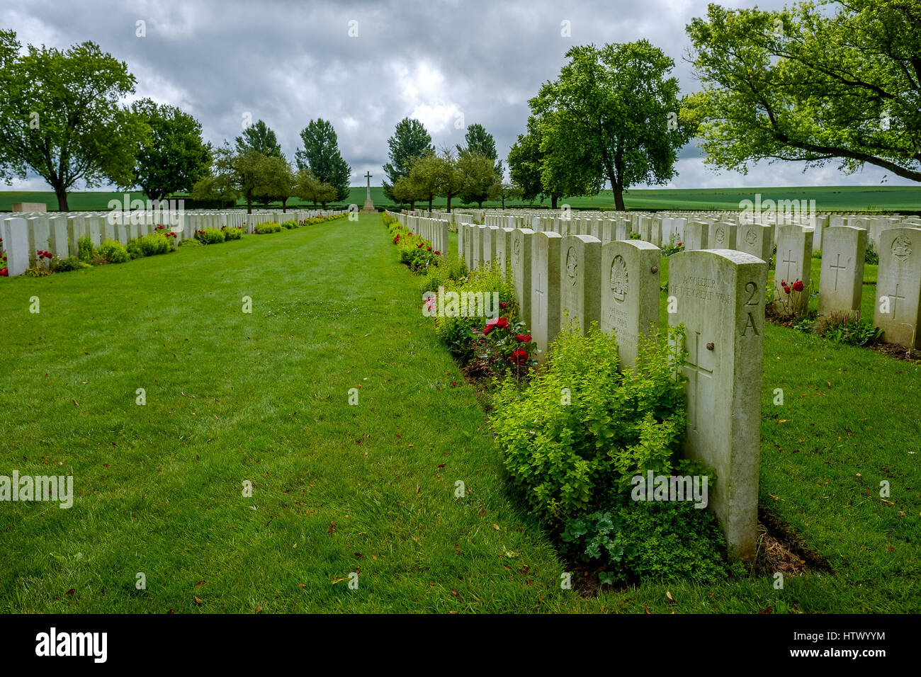 Warlencourt British WW1 cemetery, Pas de Calais, France Stock Photo