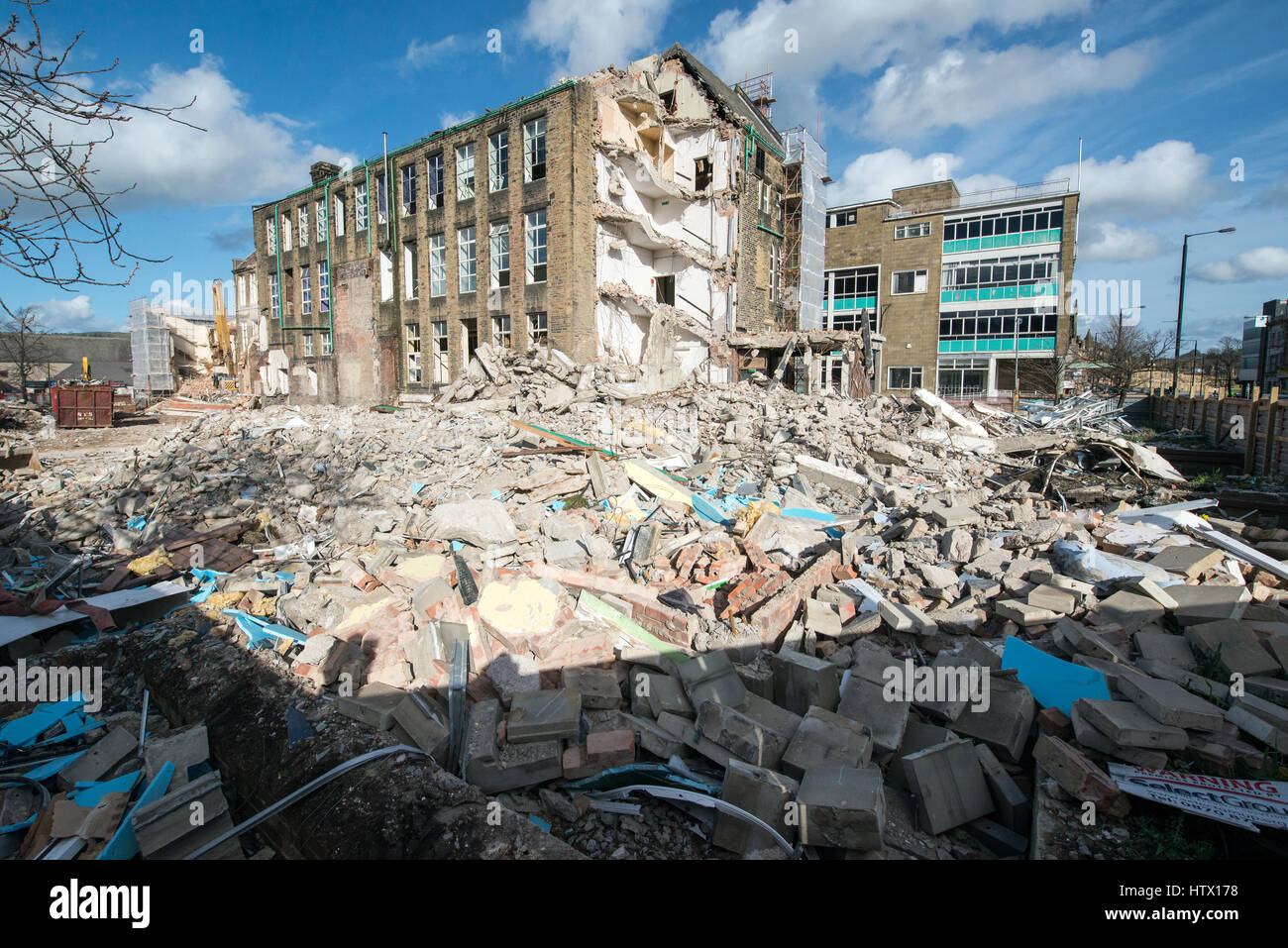 Keighley Technical College demolition March 2107 Stock Photo