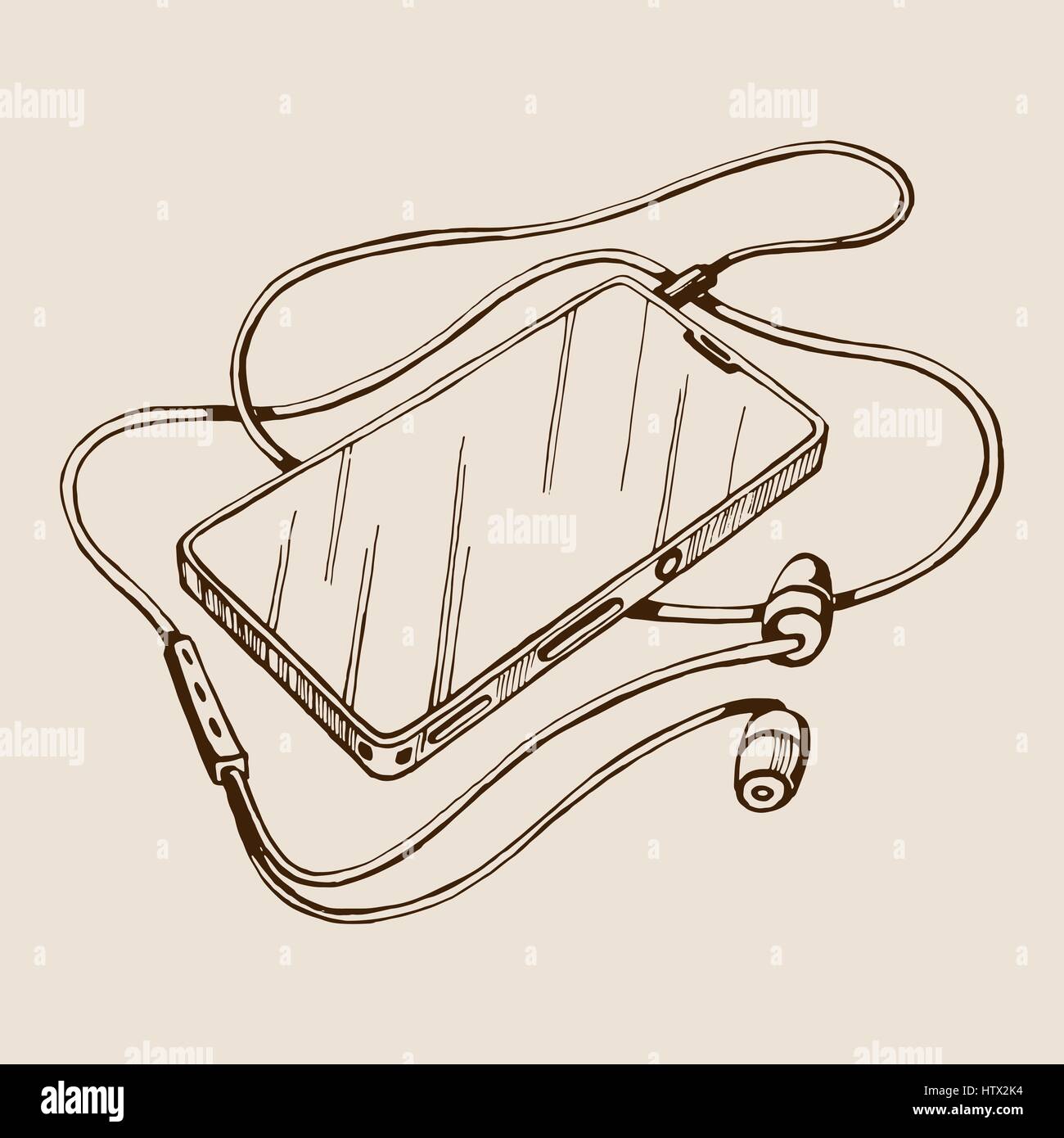 Realistic sketch Headphones isolated on white  Stock Illustration  58459077  PIXTA