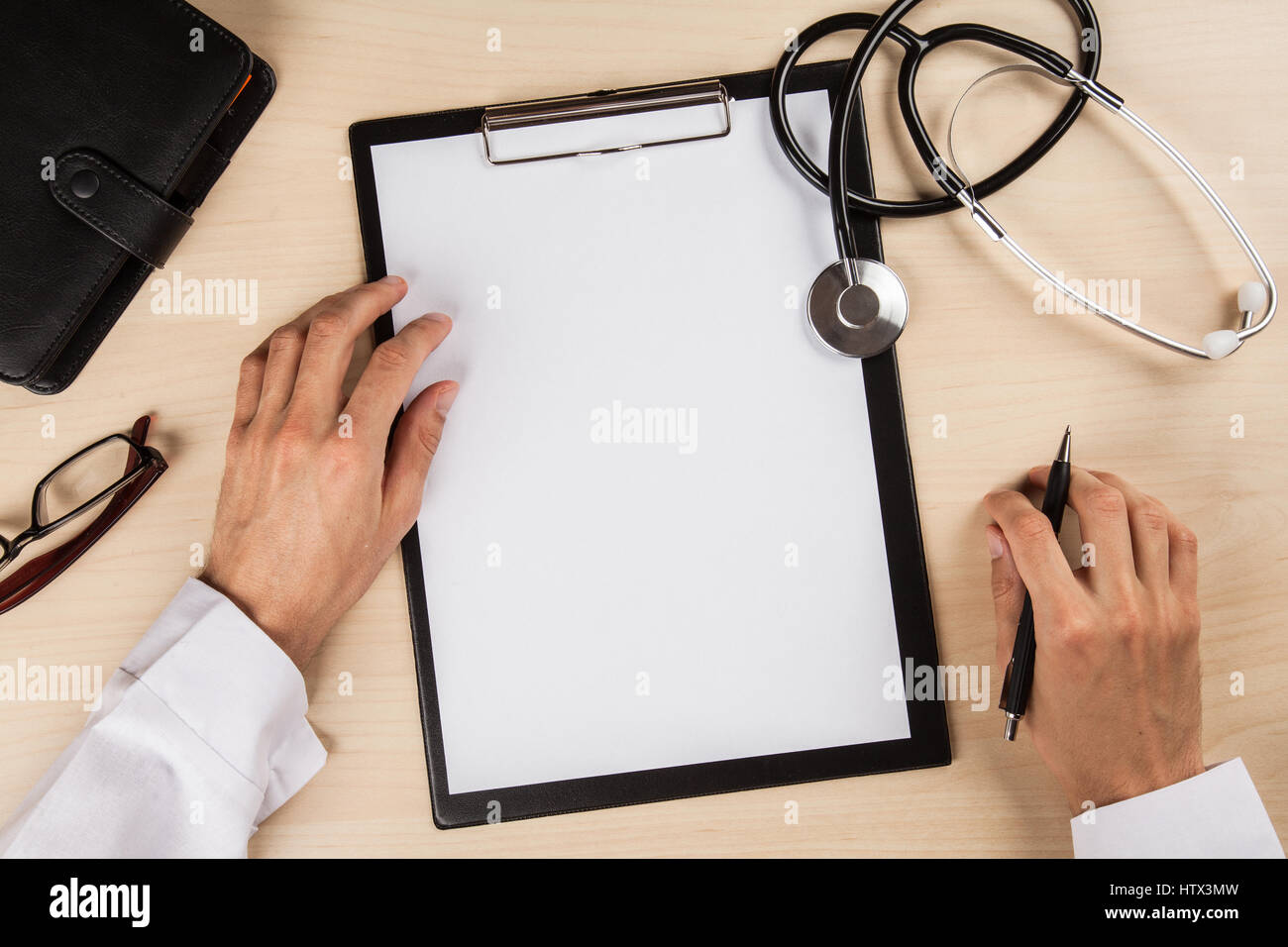 Doctor's working table Stock Photo