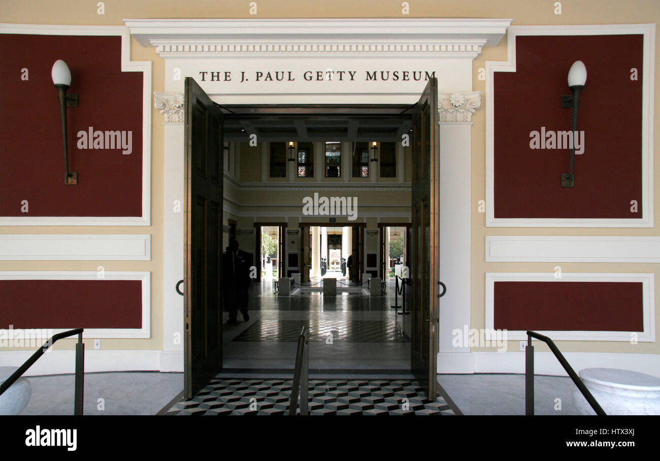 The entrance to the Getty Villa museum in Malibu, CA on February 16