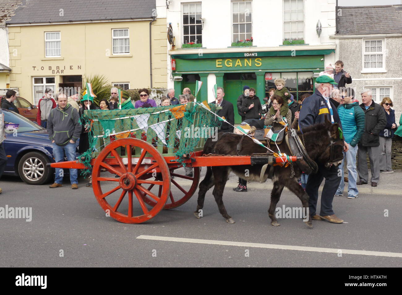 traditional St Patrick's day parade in Ireland. Stock Photo