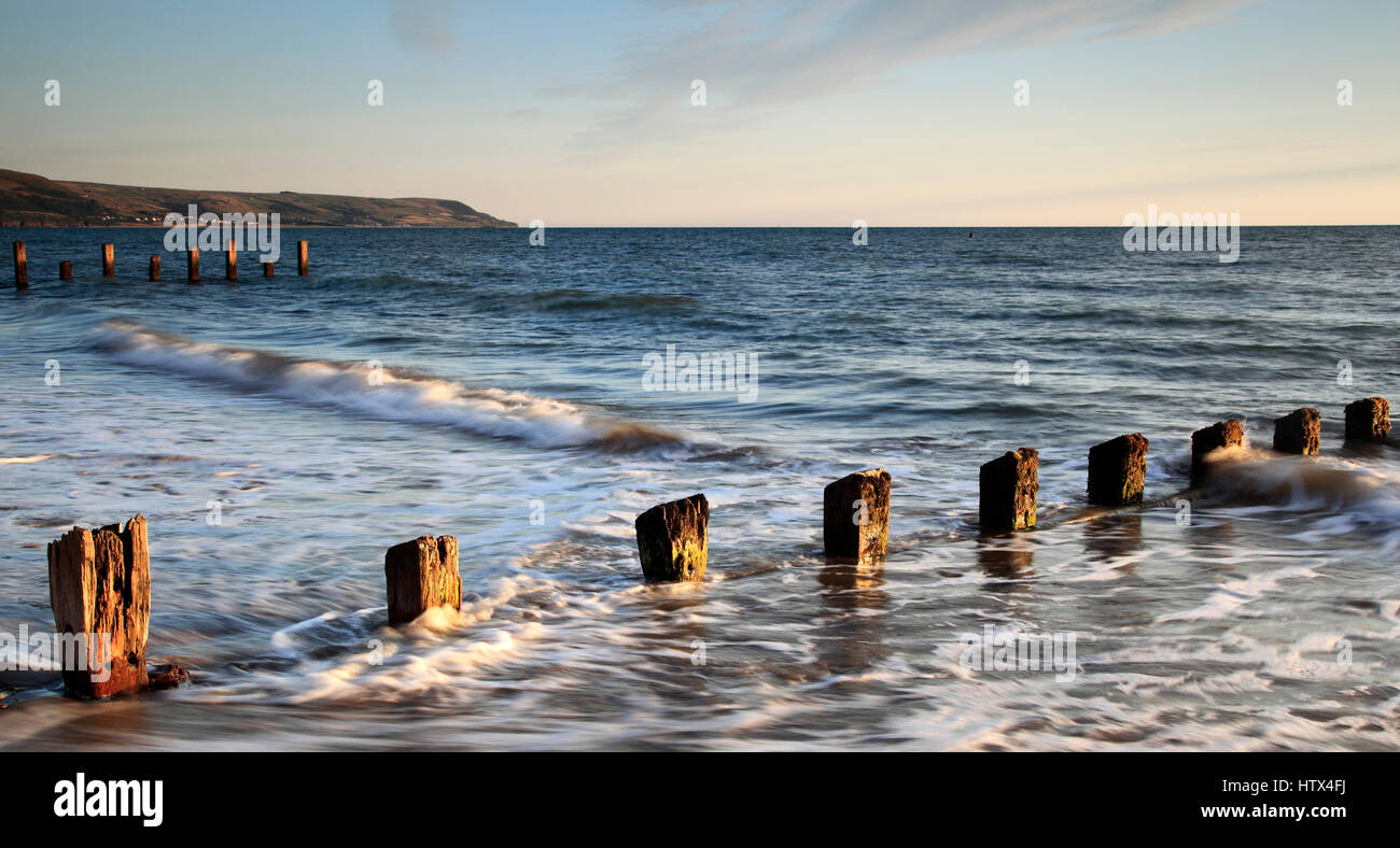 Dusk on the Welsh coast, Barmouth , Wales, Europe Stock Photo