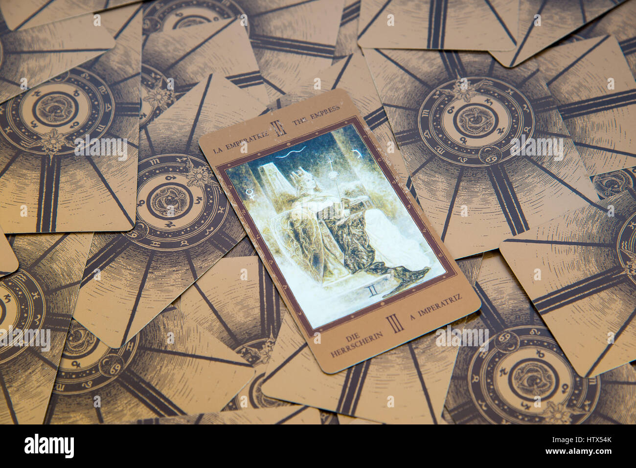 Moscow, Russia January 29, 2017 Tarot card The Empress. Labirinth