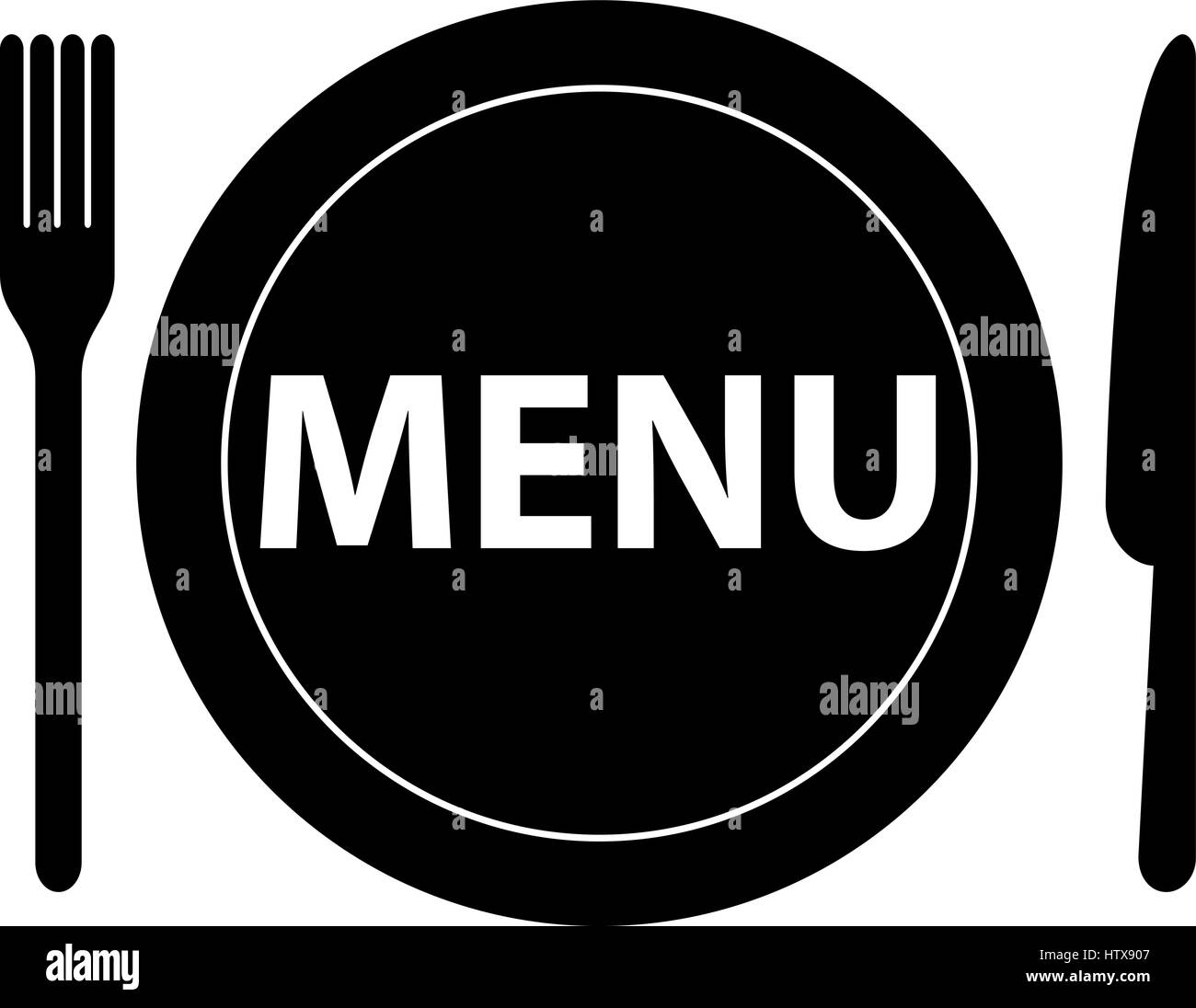 Kitchen icon of dish, fork and knife. Menu icon flat. Stock Vector