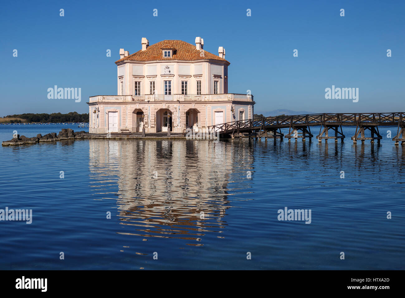 Royal Casino (Casino Reale) in the Fusaro lake, Bacoli, Naples, Italy. Stock Photo