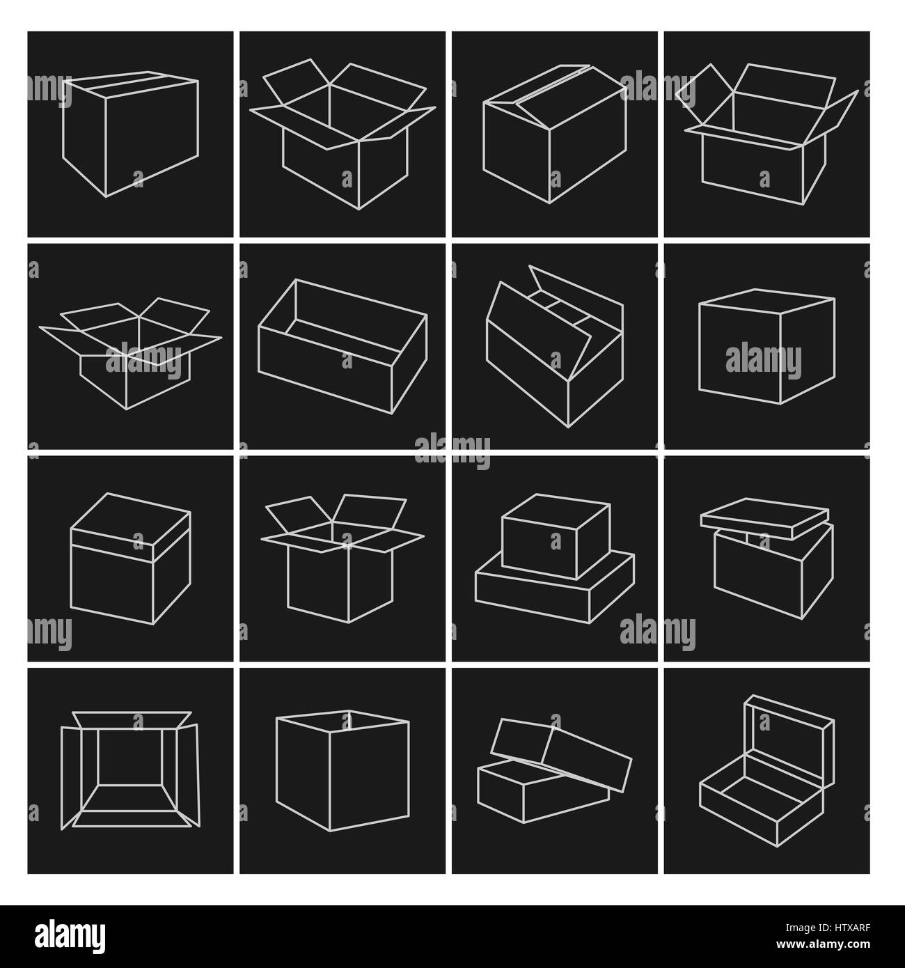 Set outline icon box of thin lines, vector illustration Stock Vector ...