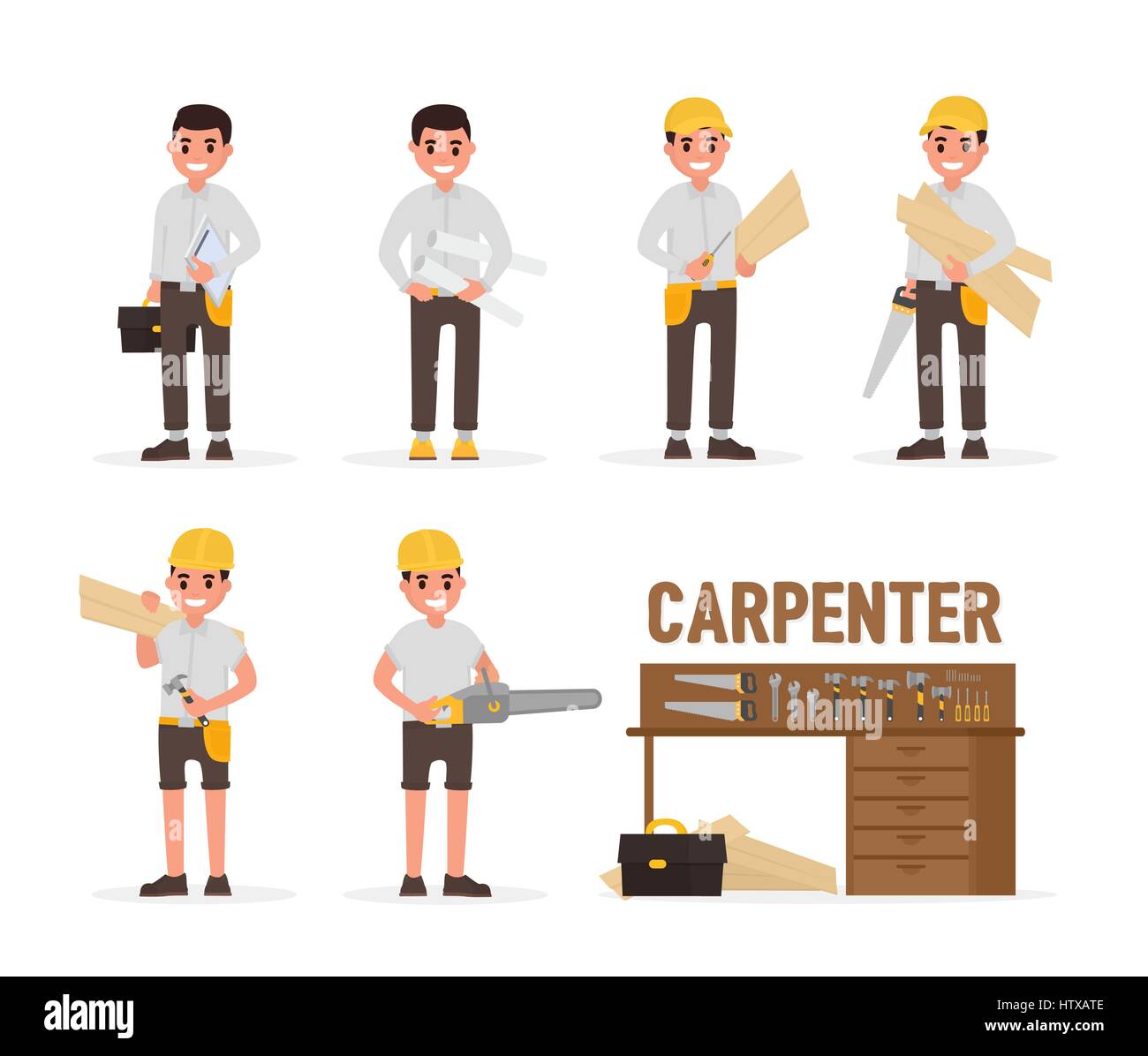 Carpenter, joiner, foreman, engineer and woodworker elements collection