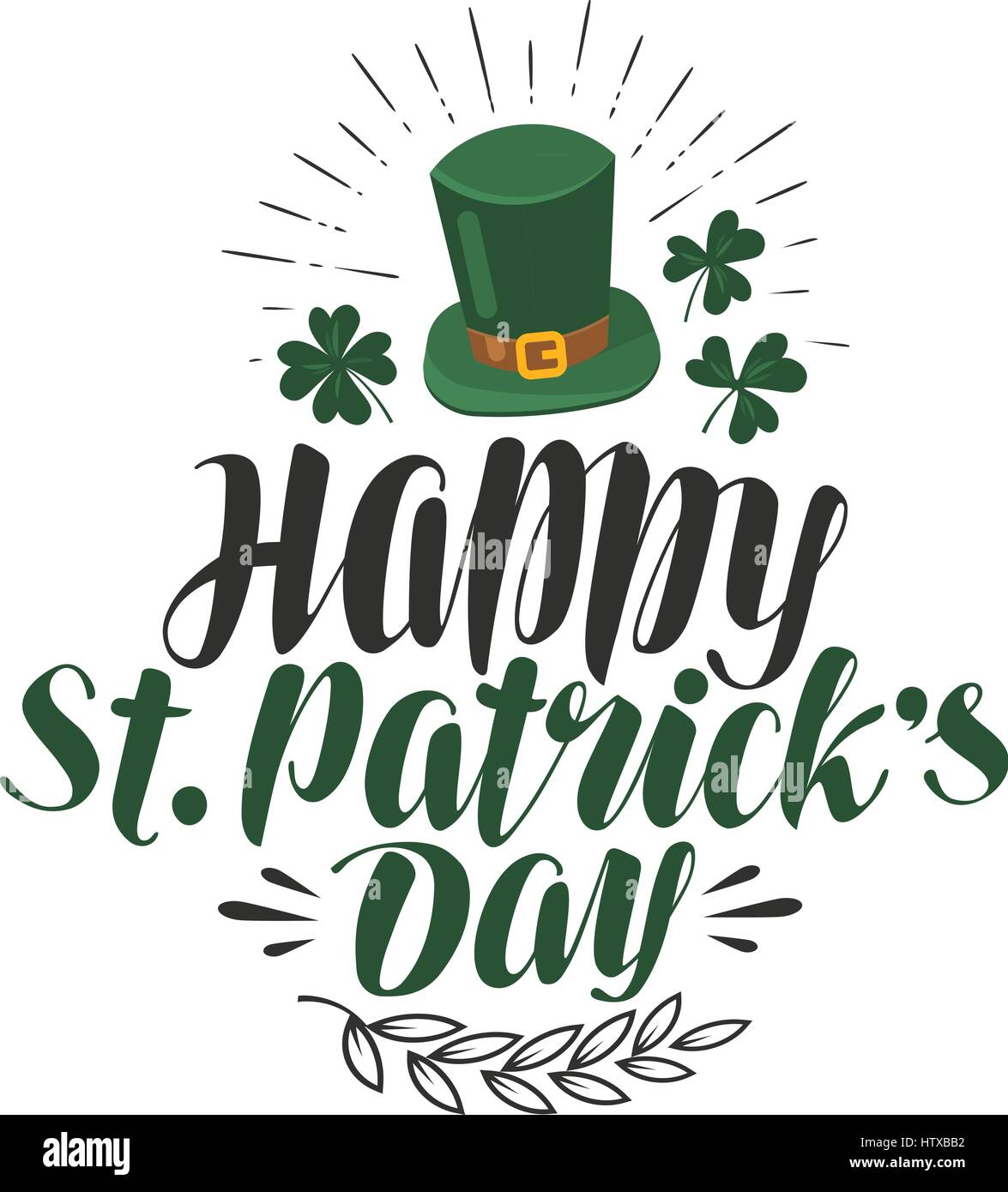 Happy St. Patrick's day, greeting card. Irish beer festival, banner. Lettering vector illustration Stock Vector