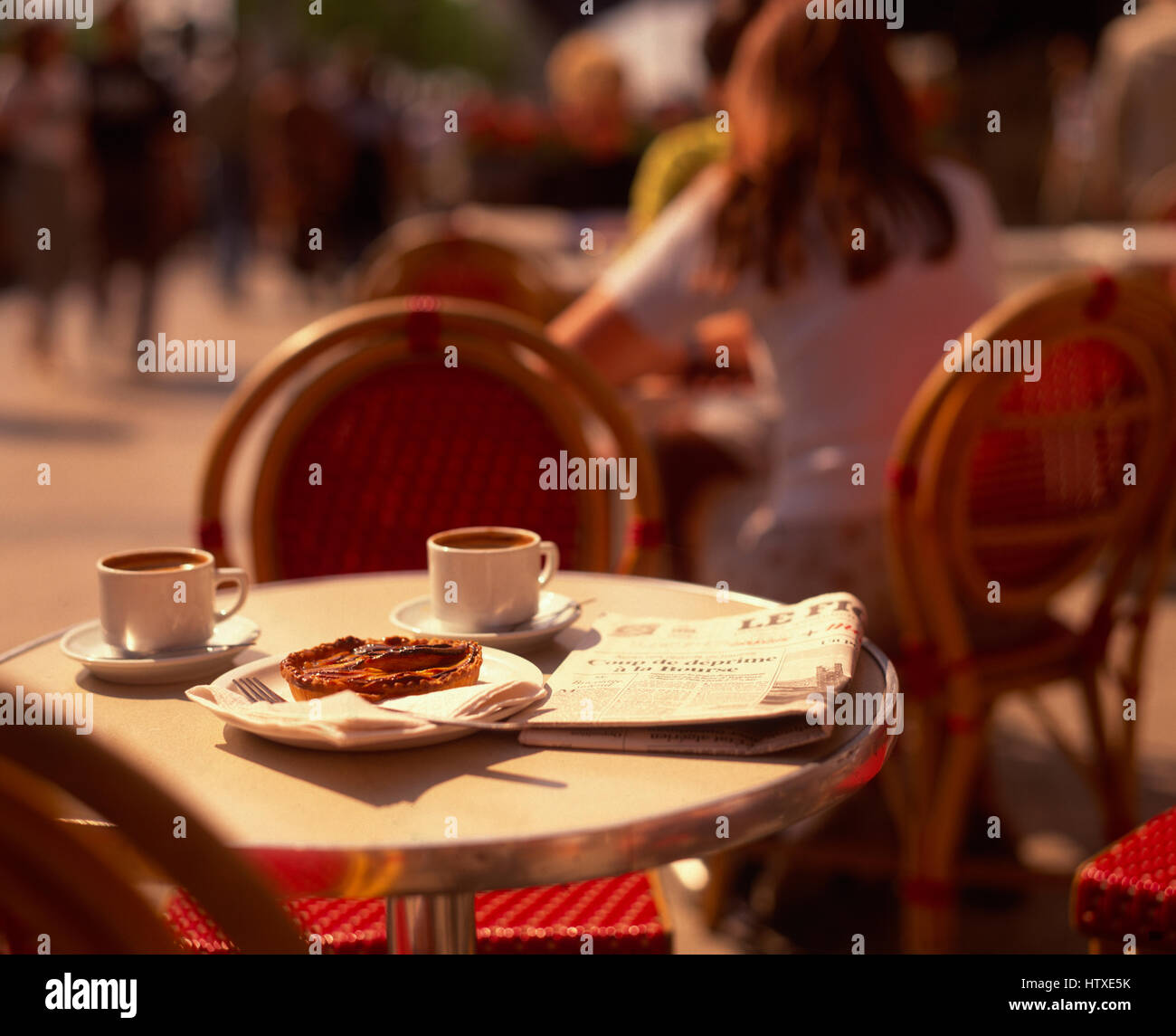 Breakfast served at a pavement cafe, Champs Elysees, Paris, France Stock Photo