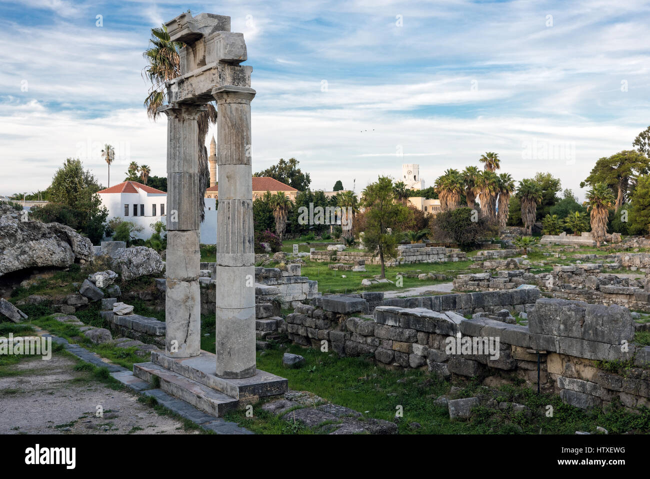 The archaeological site of Ancient Agora in Kos, Greece Stock Photo