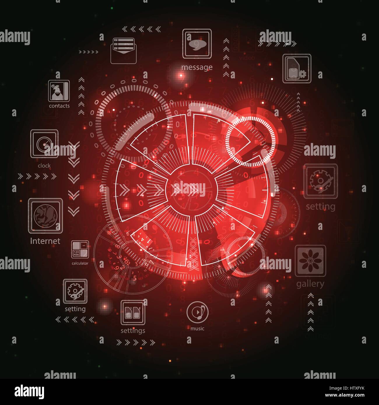Technology concept background red with icons Stock Vector Image & Art ...