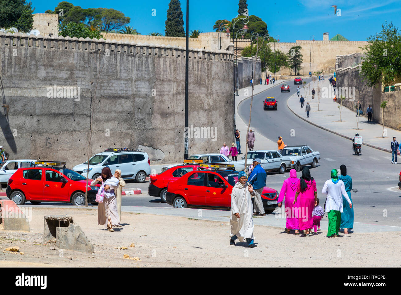 Fes, Morocco.  Street Scene from the Bab Mahrouk. Stock Photo