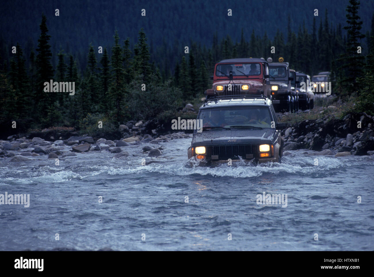 Jeep Jamboree off road adventure in Alberta Canada 1994 Stock Photo