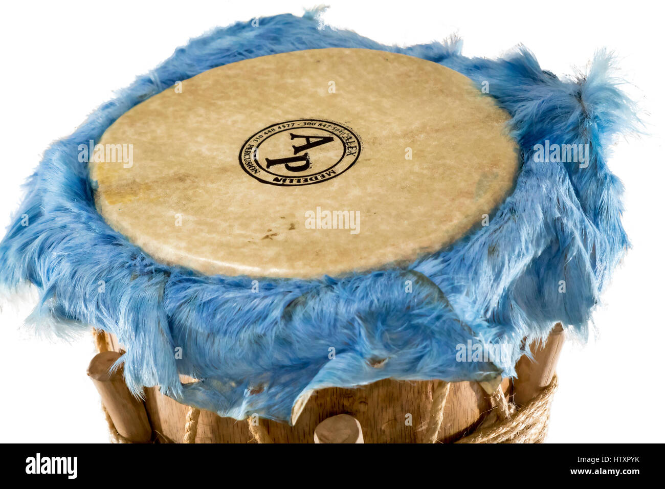 Joyful Drum, Tambor Alegre. Percussion instrument. Traditional folk instruments of the Atlantic coast of Colombia used to interpret rhythms as cumbia, Stock Photo