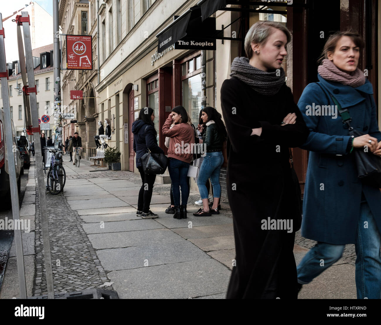 People on Neue Schonhauser Strasse, fashionable street with many designer boutiques in Mitte , Berlin, Germany Stock Photo
